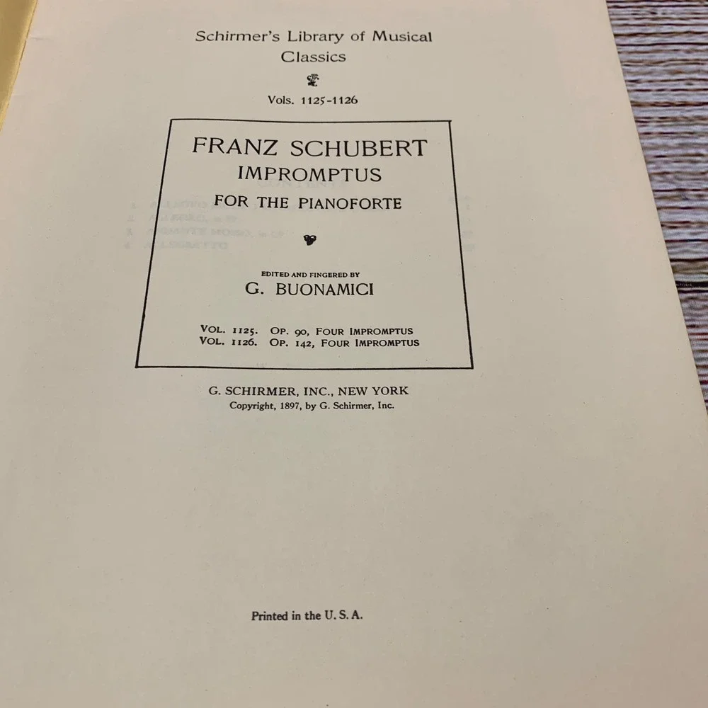 Schubert Four Impromptus Op 90 For the Piano Sheet Music G Buonamici C‎ 1897